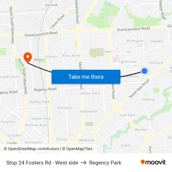 Stop 24 Fosters Rd - West side to Regency Park map
