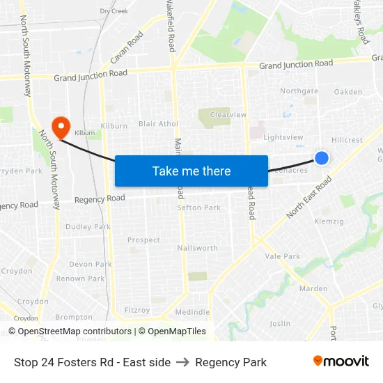 Stop 24 Fosters Rd - East side to Regency Park map