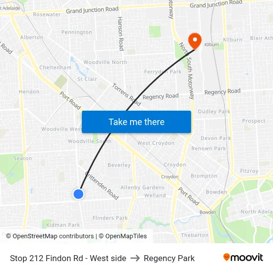 Stop 212 Findon Rd - West side to Regency Park map