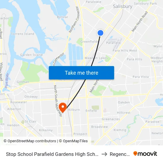 Stop School Parafield Gardens High School Shepherdson Rd to Regency Park map