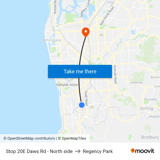 Stop 20E Daws Rd - North side to Regency Park map