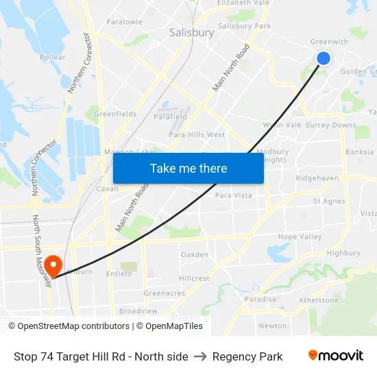 Stop 74 Target Hill Rd - North side to Regency Park map