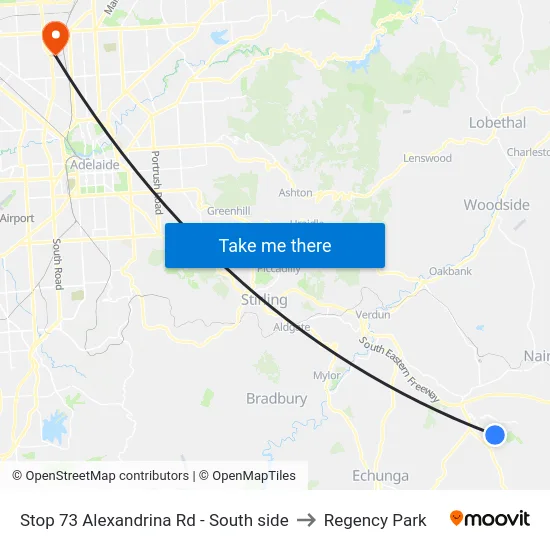 Stop 73 Alexandrina Rd - South side to Regency Park map