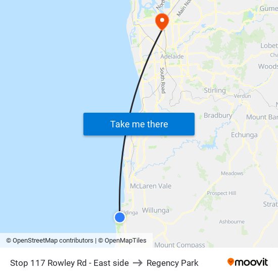 Stop 117 Rowley Rd - East side to Regency Park map