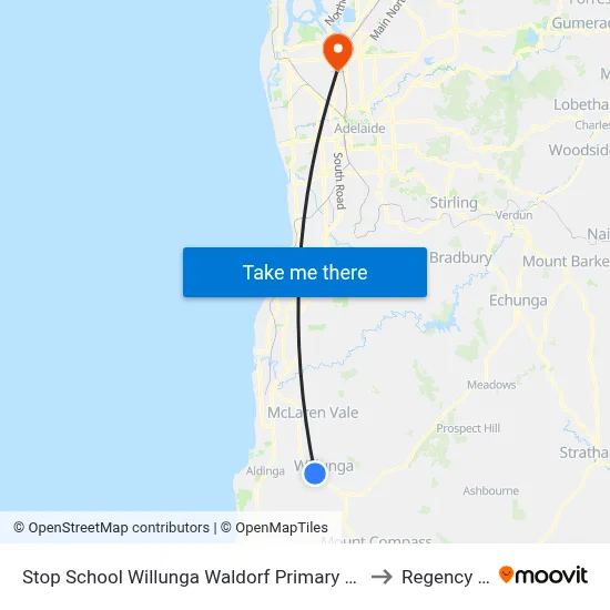 Stop School Willunga Waldorf Primary School Jay Dr to Regency Park map