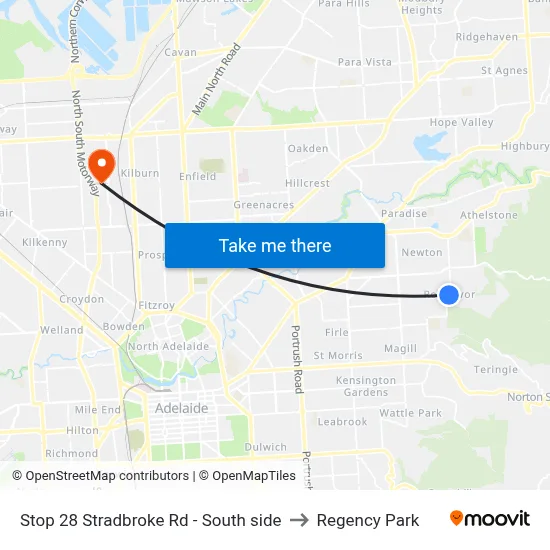 Stop 28 Stradbroke Rd - South side to Regency Park map