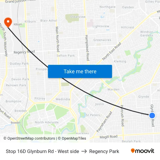 Stop 16D Glynburn Rd - West side to Regency Park map