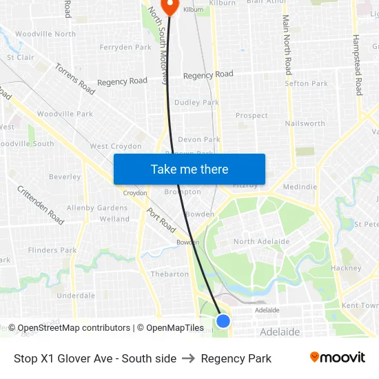 Stop X1 Glover Ave - South side to Regency Park map