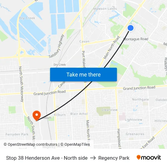Stop 38 Henderson Ave - North side to Regency Park map