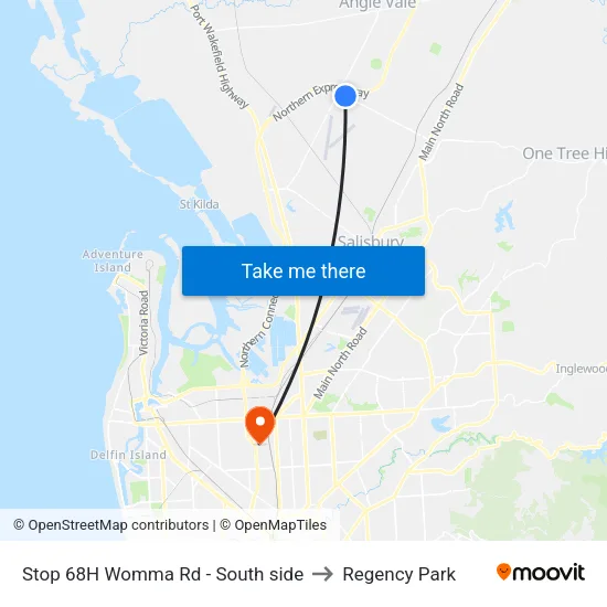 Stop 68H Womma Rd - South side to Regency Park map