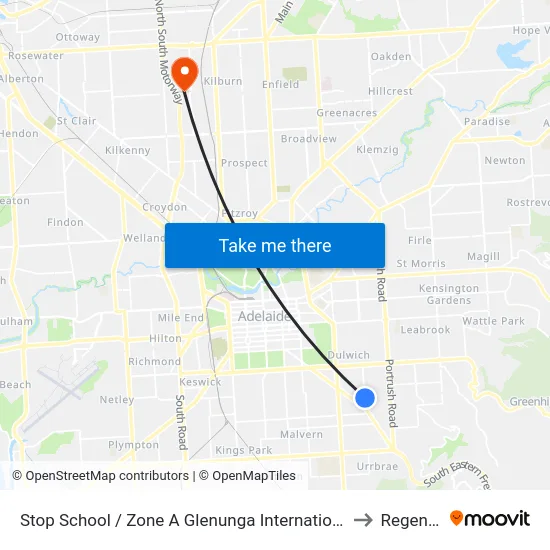 Stop School / Zone A Glenunga International High School Conyngham St to Regency Park map