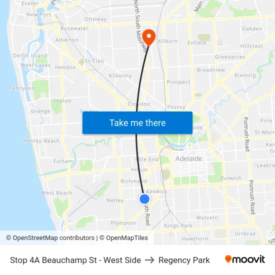 Stop 4A Beauchamp St - West Side to Regency Park map