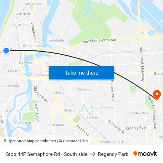 Stop 44F Semaphore Rd - South side to Regency Park map