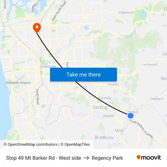 Stop 49 Mt Barker Rd - West side to Regency Park map