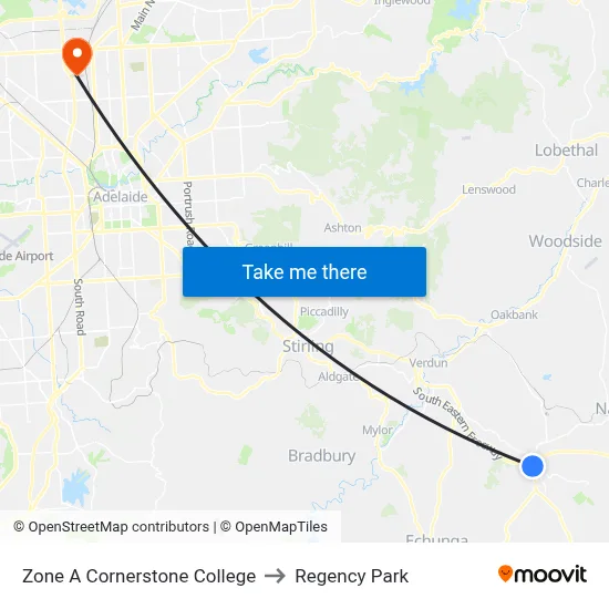 Zone A Cornerstone College to Regency Park map