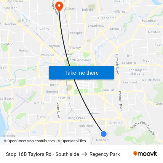 Stop 16B Taylors Rd - South side to Regency Park map