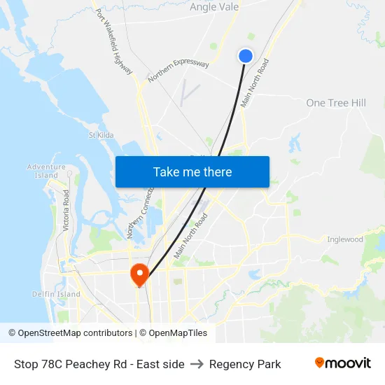 Stop 78C Peachey Rd - East side to Regency Park map