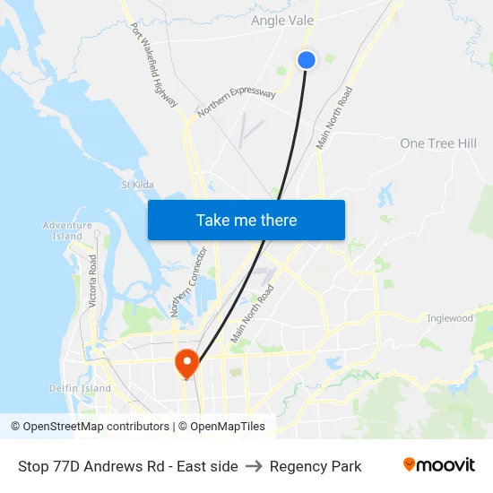 Stop 77D Andrews Rd - East side to Regency Park map