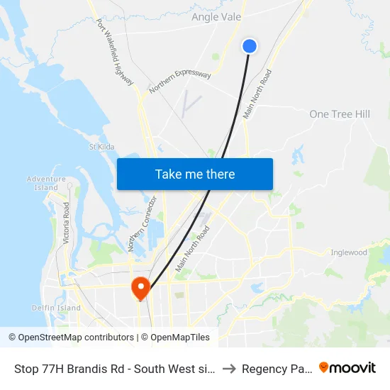 Stop 77H Brandis Rd - South West side to Regency Park map