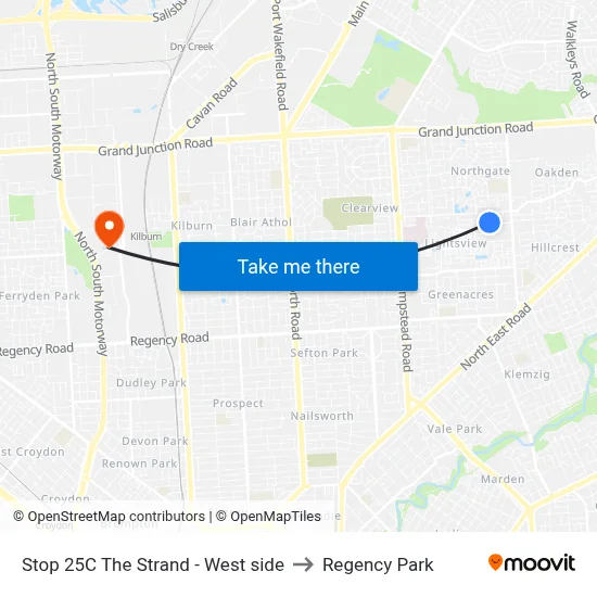 Stop 25C The Strand - West side to Regency Park map
