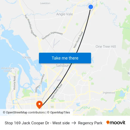 Stop 169 Jack Cooper Dr - West side to Regency Park map