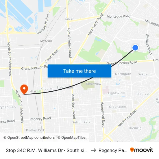 Stop 34C R.M. Williams Dr - South side to Regency Park map