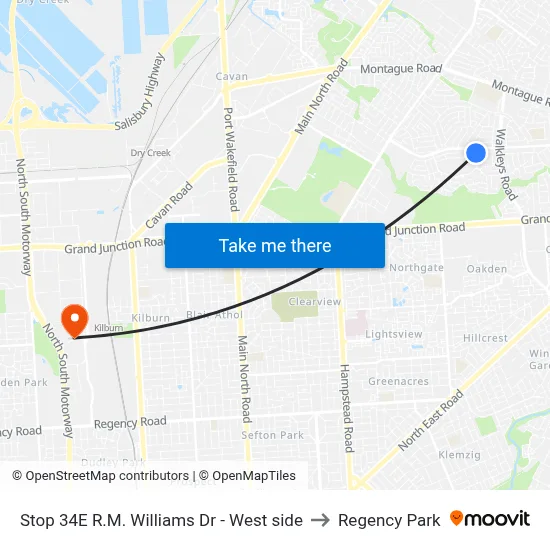 Stop 34E R.M. Williams Dr - West side to Regency Park map