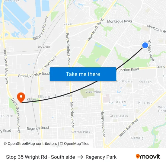Stop 35 Wright Rd - South side to Regency Park map