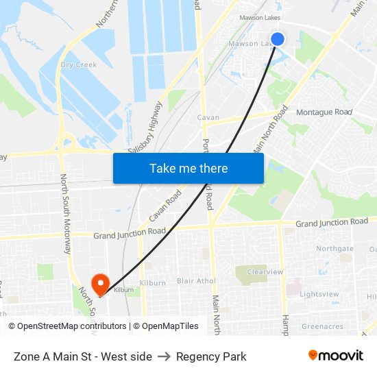 Zone A Main St - West side to Regency Park map