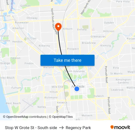 Stop W Grote St - South side to Regency Park map