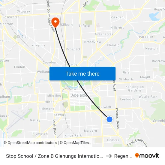 Stop School / Zone B Glenunga International High School Conyngham St to Regency Park map