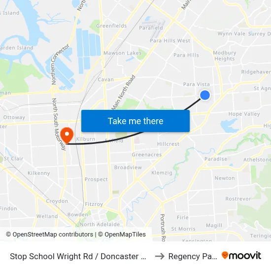 Stop School Wright Rd / Doncaster Ave to Regency Park map