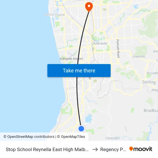 Stop School Reynella East High Malbeck Dr to Regency Park map