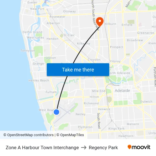 Zone A Harbour Town Interchange to Regency Park map