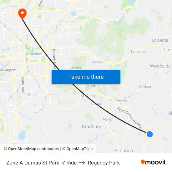Zone A Dumas St Park 'n' Ride to Regency Park map