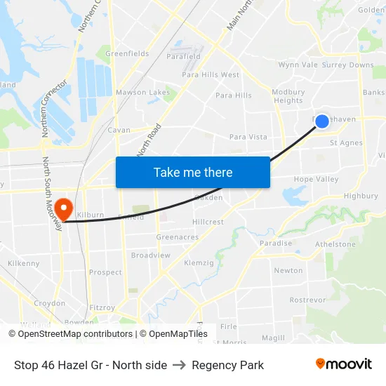 Stop 46 Hazel Gr - North side to Regency Park map