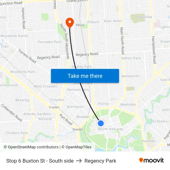 Stop 6 Buxton St - South side to Regency Park map