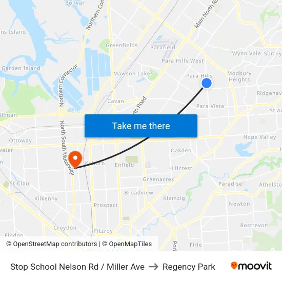 Stop School Nelson Rd / Miller Ave to Regency Park map