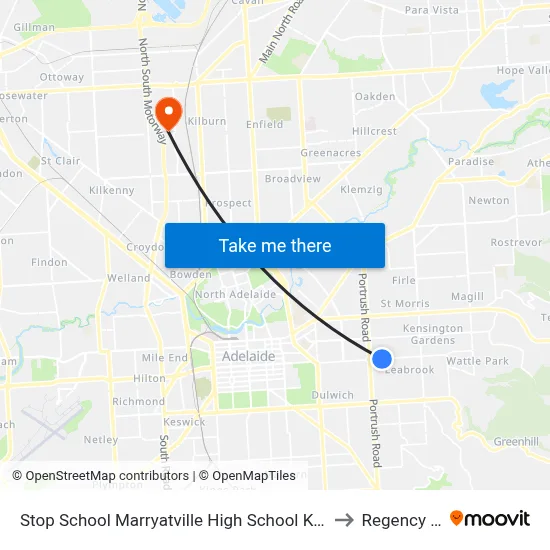 Stop School Marryatville High School Kensington Rd to Regency Park map