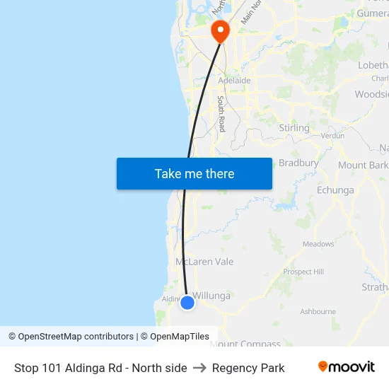 Stop 101 Aldinga Rd - North side to Regency Park map