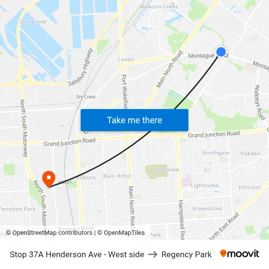 Stop 37A Henderson Ave - West side to Regency Park map