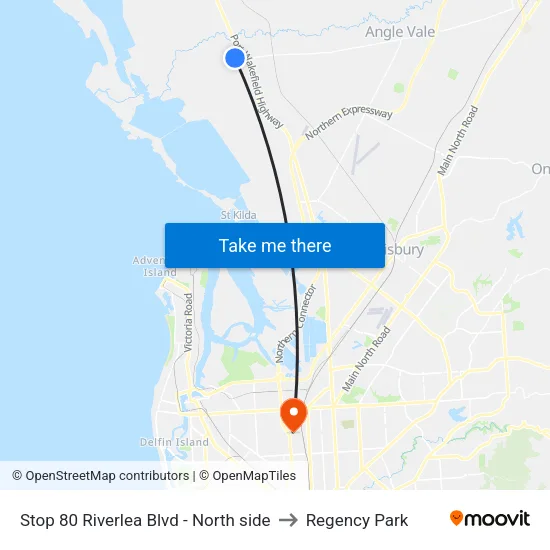 Stop 80 Riverlea Blvd - North side to Regency Park map