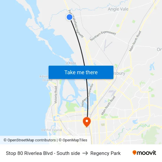 Stop 80 Riverlea Blvd - South side to Regency Park map