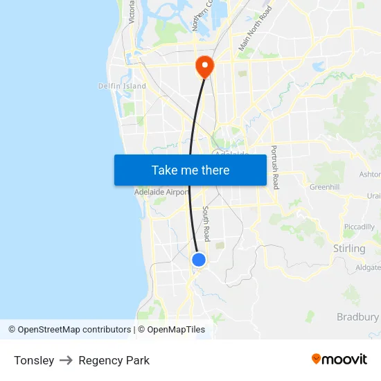 Tonsley to Regency Park map