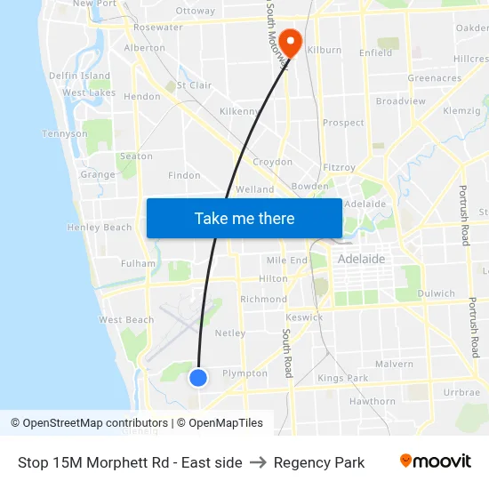 Stop 15M Morphett Rd - East side to Regency Park map