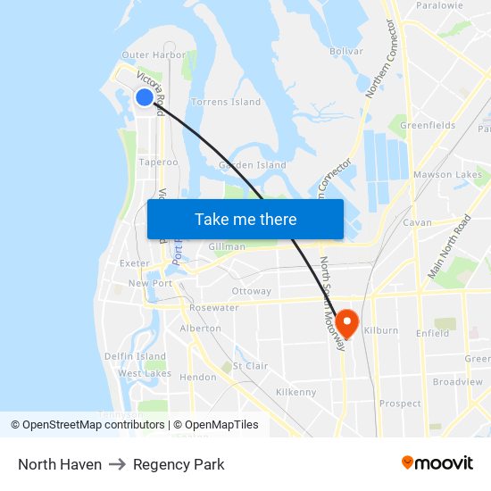 North Haven to Regency Park map