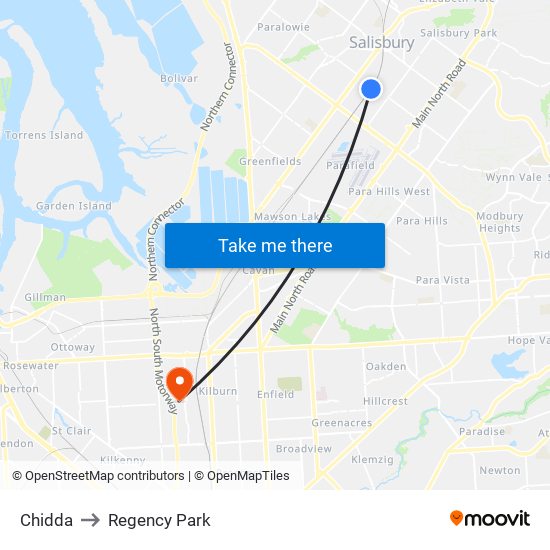 Chidda to Regency Park map