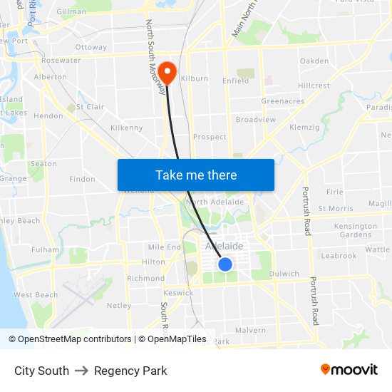 City South to Regency Park map