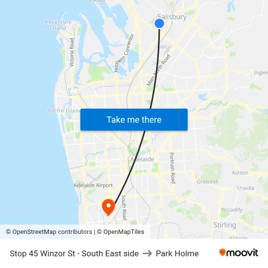 Stop 45 Winzor St - South East side to Park Holme map