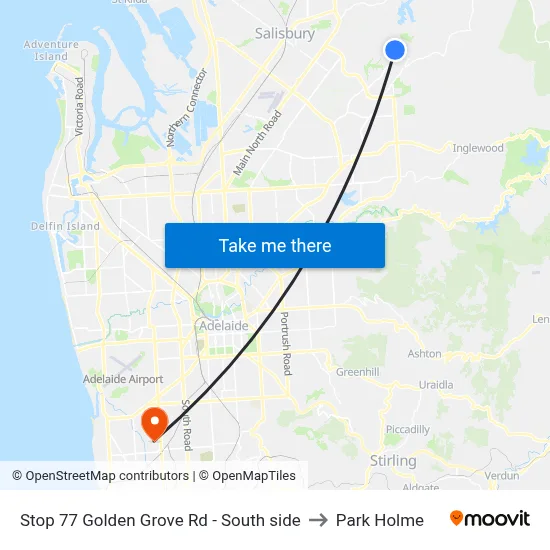 Stop 77 Golden Grove Rd - South side to Park Holme map